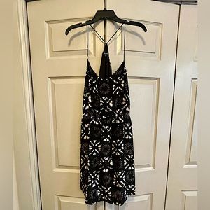 Madewell Strappy Black and Cream Silk Dress